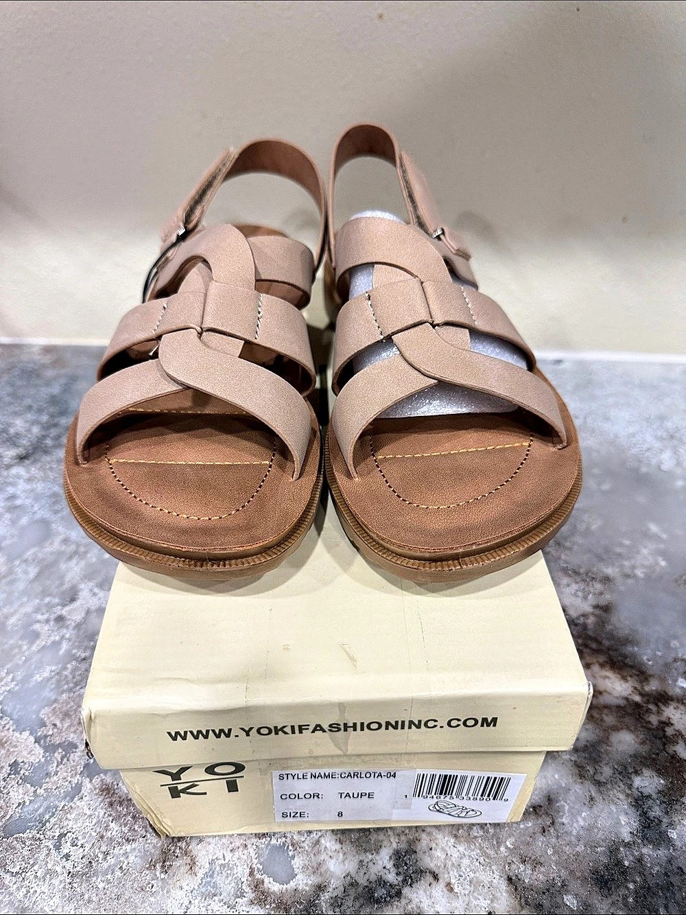 Yoki Carlota-04 Crisscross Strap Sandals Brown